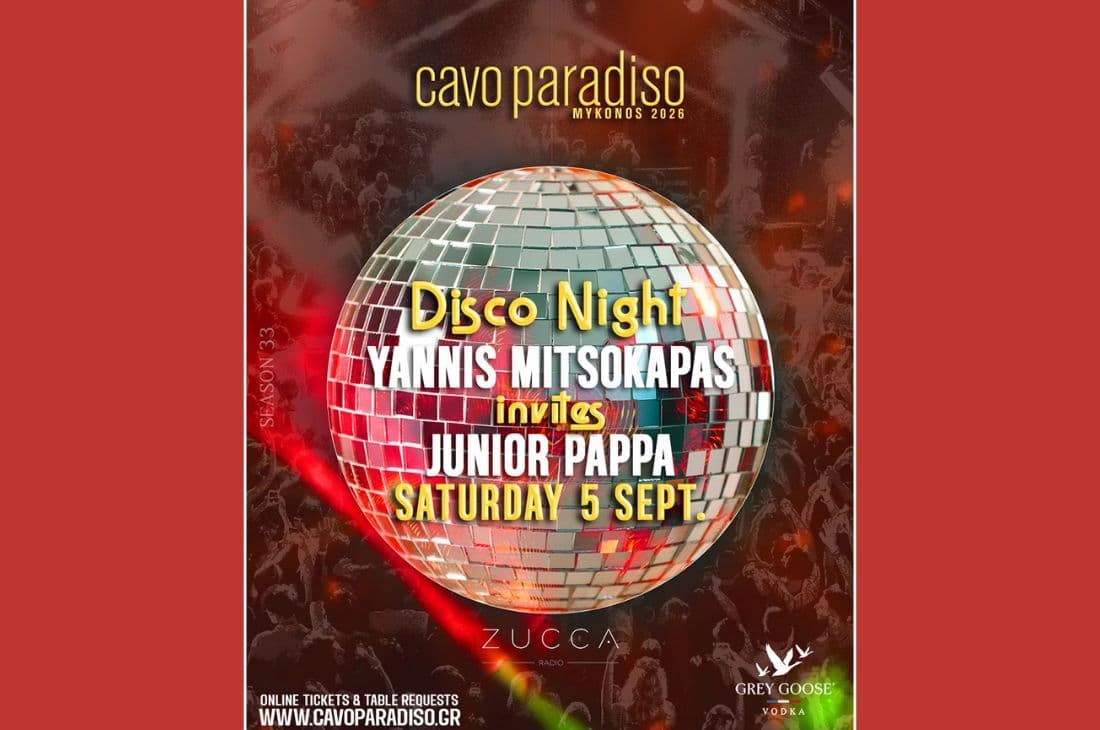 5th of September | Disco Night w/ Yannis Mitsokapas, Junior Pappa | Cavo Paradiso | Mykonos