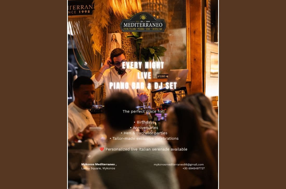 Live Piano Bar and DJ Set | Mediterraneo Mykonos